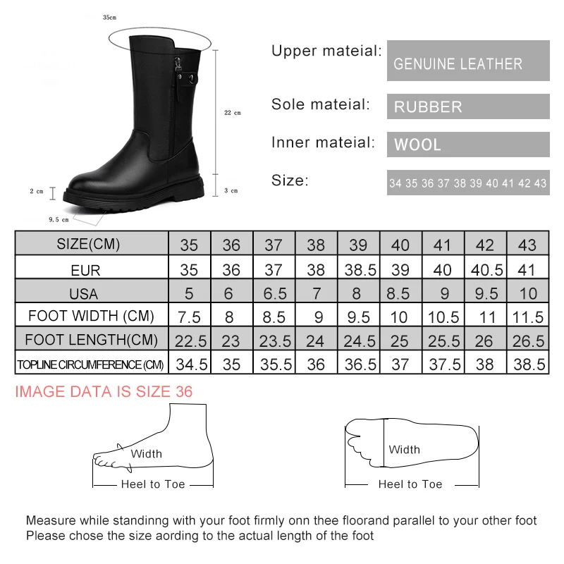 AIYUQI Women Snow Boots Large Size 41 42 43 Non-Slip Genuine Leather Women Mid Boots Natural Wool Winter Mom Women Half Boots
