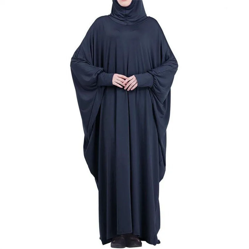 Muslimische Abaya mit Kapuze, Smockärmel, einteiliges Gebetskleid, Damen, Jilbab, islamische Kleidung, Dubai, Saudi-Arabien, schwarze Robe, türkische Bescheidenheit