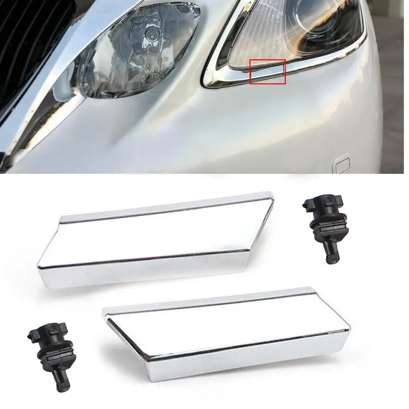 85208-30031 1 Pair Front Headlight Washer Nozzle Cover & Clip 85207-30031 Fit for Lexus GS300 GS350 GS430 GS460 GS450h Plastic
