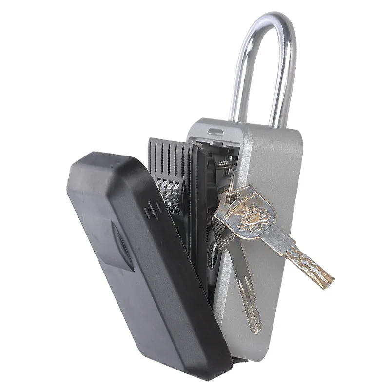 Key Lock Box, Key Storage Lock Box Aluminium Alloy Key Safe Box Weatherproof 4 Digit Combination for Indoors and Outdoors