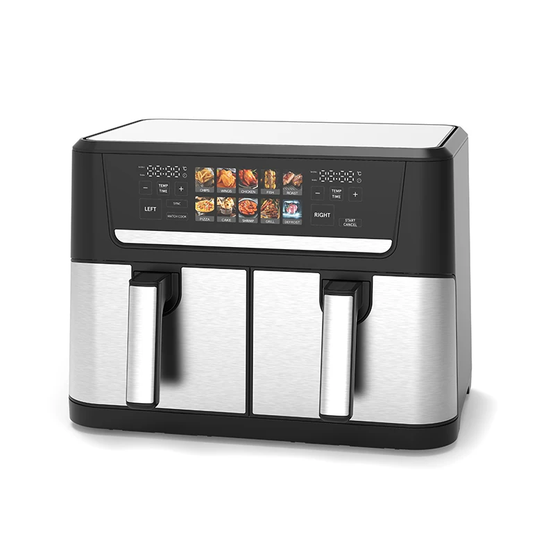 2026 New Dual Zone Digital 12L Oil- Double Basket Air Fryer Electric Power Source with Colorful Screen for Home Use