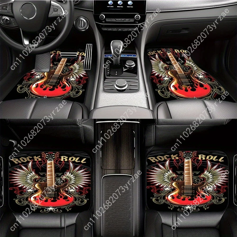 

Rock Roll Guitar 4pcs Universal Car Floor Mats All-Season Fashionable Auto Interio Absorbent Non-Slip Washable Car Floor Mats