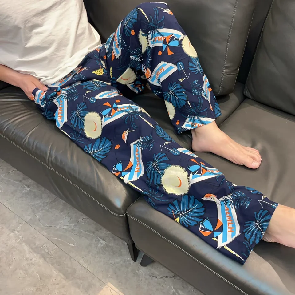 Extra Large Size Stylish Pajama Pants for Men, Spring and Autumn, Plus Size, Oversized, Casual Long Pants, Thin Style, Home Wear Pants, image 2