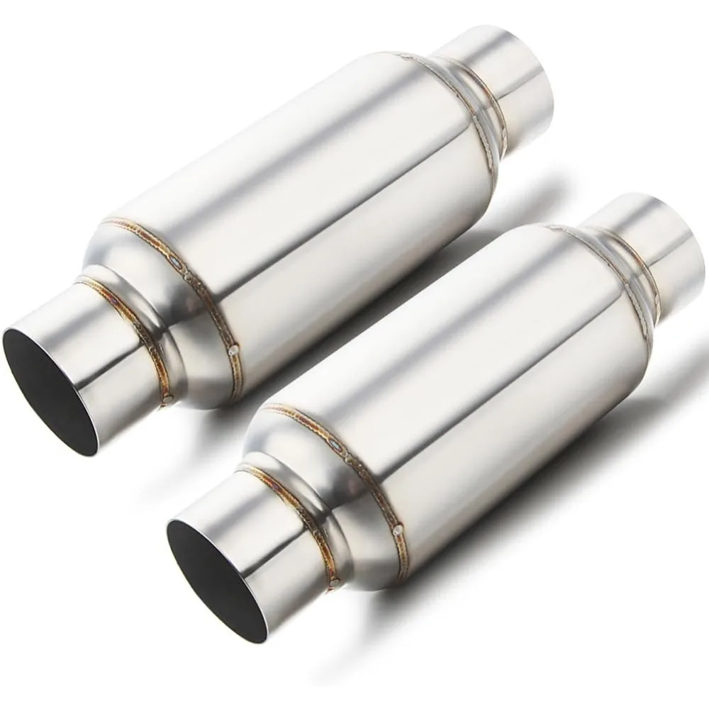 

2.5'' Inlet & Outlet Universal Muffler, 11.5'' Overall Length Stainless Steel Resonator 2 Pack