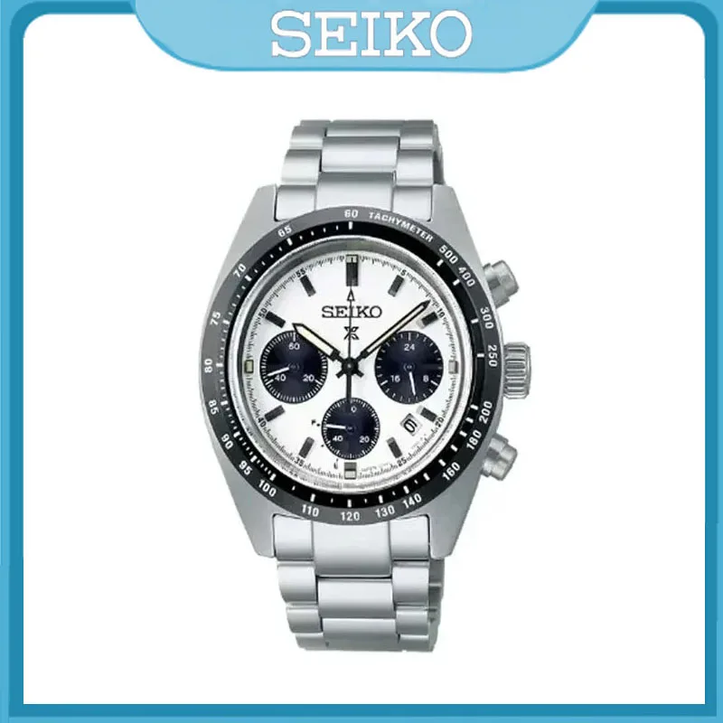 Seiko Men\'s Mechanical Watch, Panda Series, Three Eye, Needle Dial, Calendar, Waterproof, Stainless Steel, Men\'s Wristwatches, SSC813P1