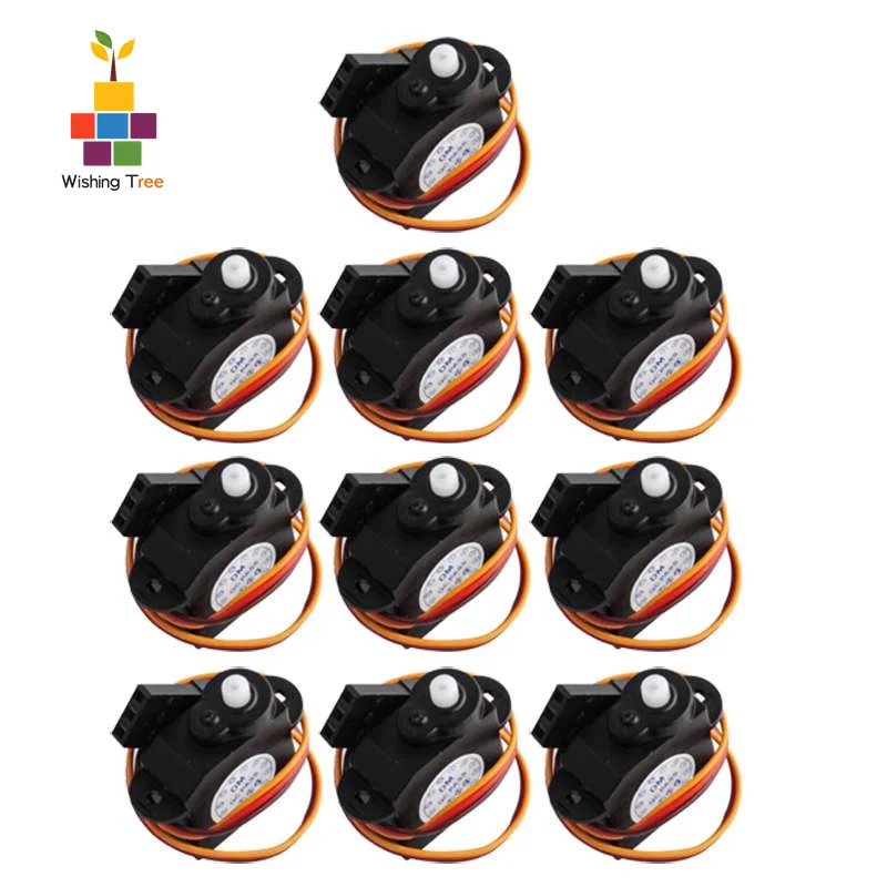 DM-S0020 2.1g プラスチックギア 360 °   RCカーおよびドローン用回転マイクロサーボ（10個パック）コアレスモーター付き