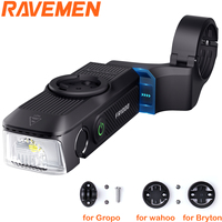 RAVEMEN FR1000 Bike Headlight For Garmin Wahoo Bryton IGPSPORT GPS Rechargeable Bicycle Front Light and Bracket Design +AGM03