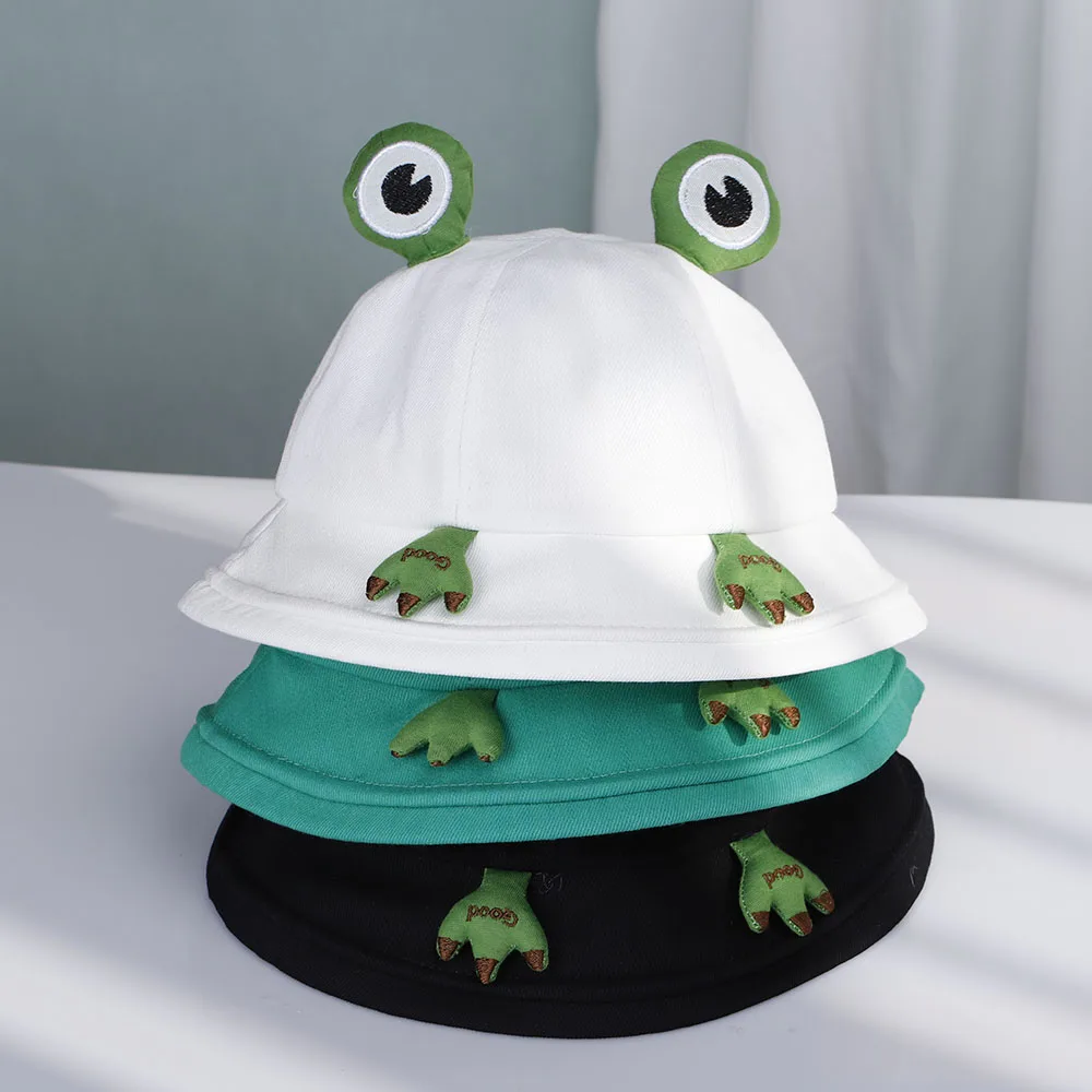 2022 New Women Fashion Frog Bucket Hat Summer Hat Female Child Frog Fishing Cap Korean Wild Cute Sun Hat Big Eyes Bucket Hat