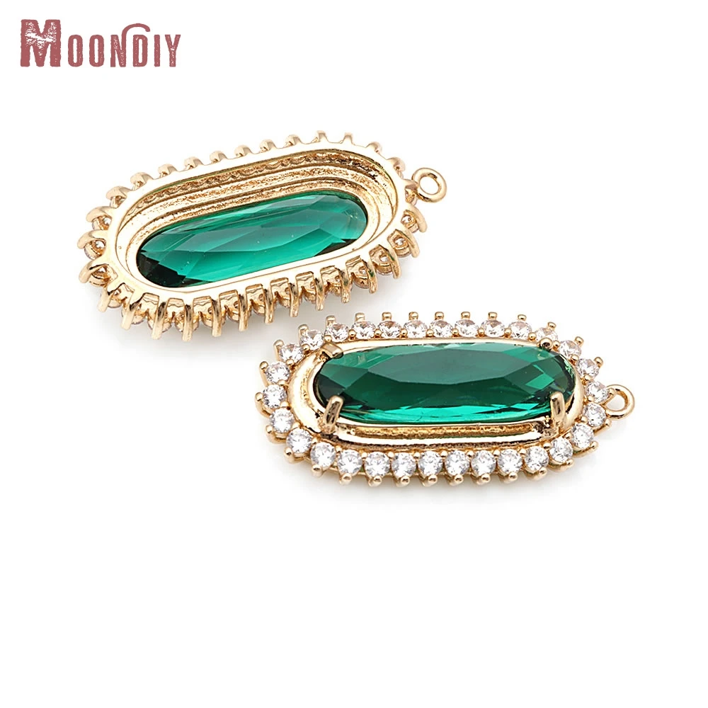 

4 шт., латунные цирконовые стеклянные закругленные прямоугольные подвески, подвески, ожерелье, серьги, ювелирные аксессуары своими руками