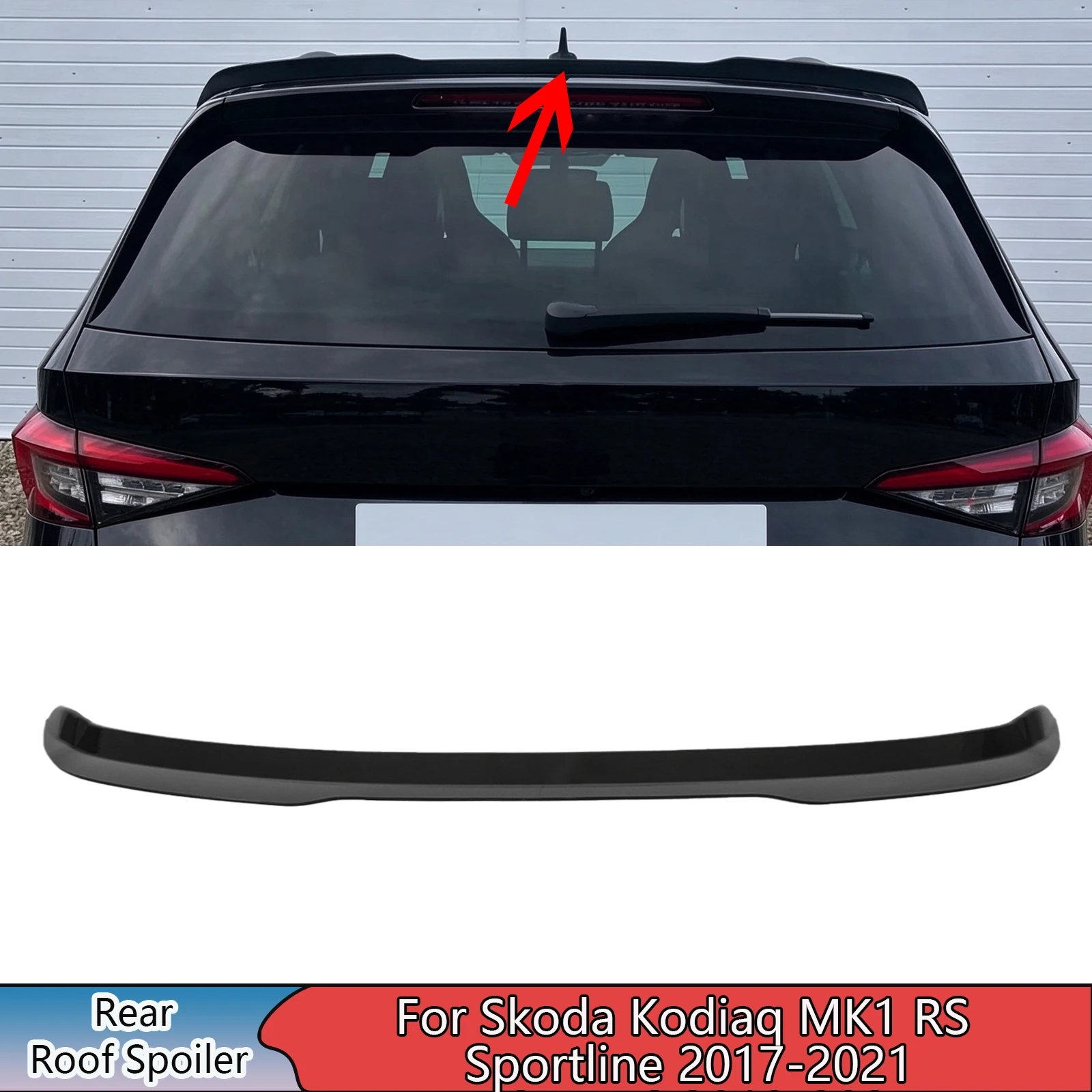For Skoda Kodiaq MK1 RS Sportline 2017-2021 A Rear Roof Spoiler Glossy Black Body Kit Maxton Style Wing Carbon Fiber Painted