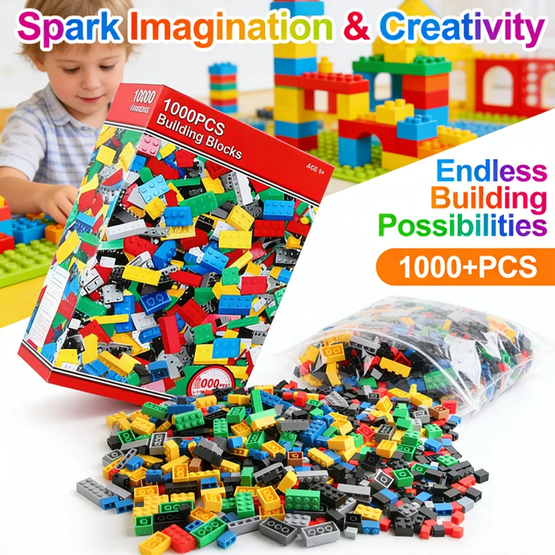 Lot de 1 000 blocs de construction créatifs à assembler soi-même – Blocs de construction MOC Urban Classic – Cadeau d'anniversaire – Jouet éducatif pour enfants