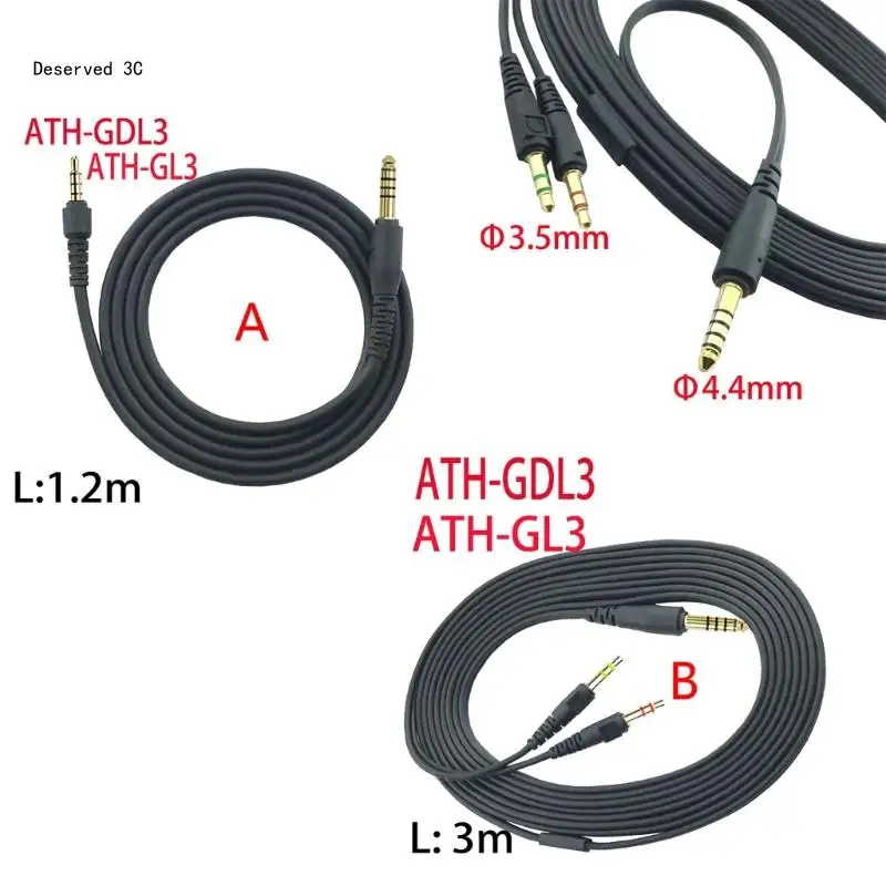 Quality 4.4mm Headsets Cable for Audio Technica ATH-GDL3 ATH-GL3 Headphones Clear and Sound