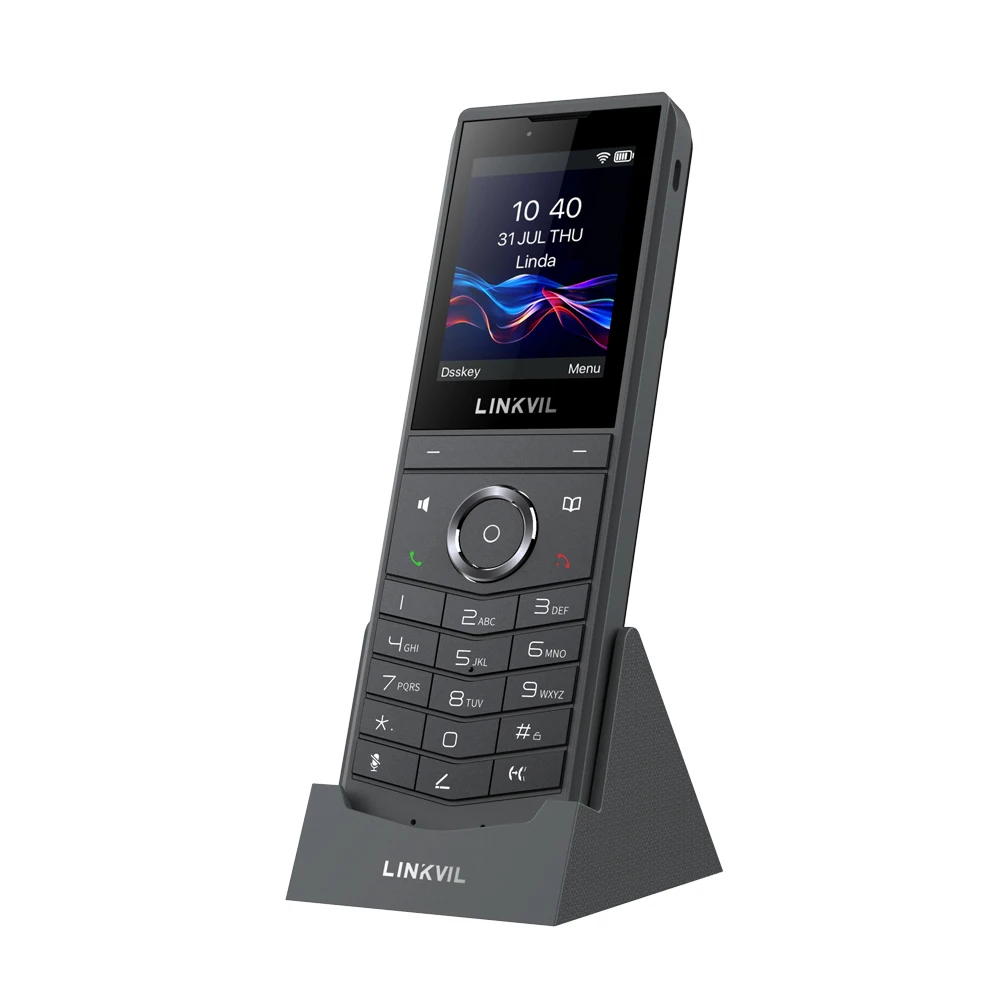 LINKVIL EU-Stecker Tragbares Kabelloses WLAN SIP-Video-Telefon Handgerät Audio Fanvil VoIP-Telefon für Büro, Zuhause, Hotel, Geschäft