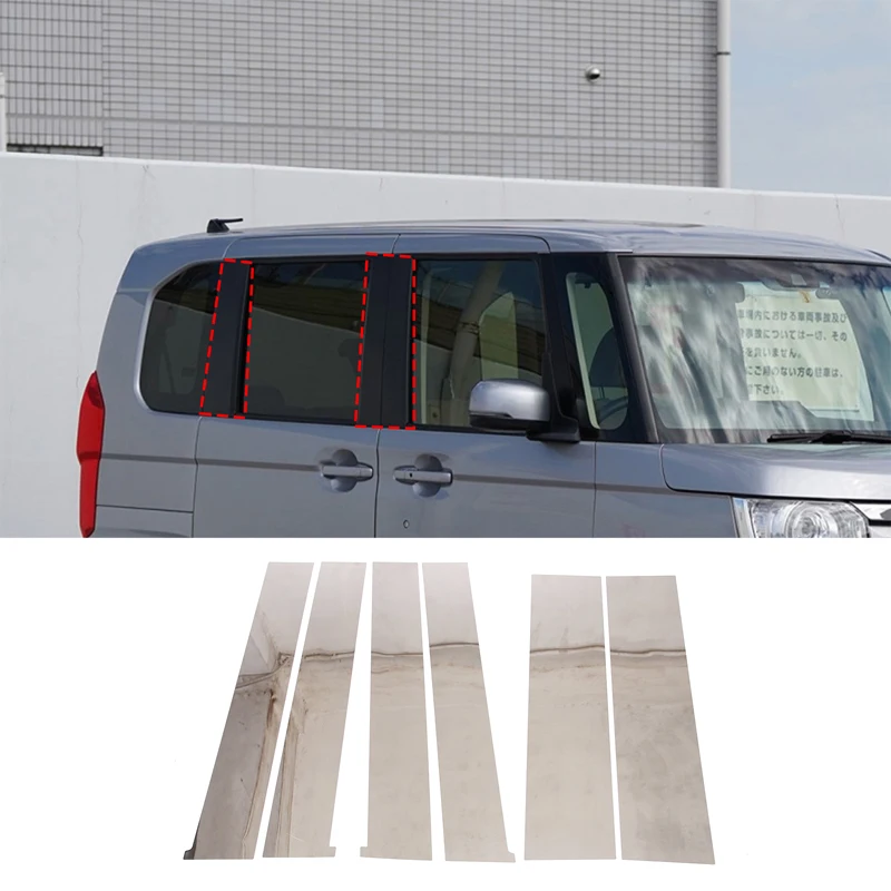 

For Honda N-BOX 2017-21 Stainless Steel Center Pillar Decorative Panel B-pillar Trim Decorative Sticker Car Exterior Accessories