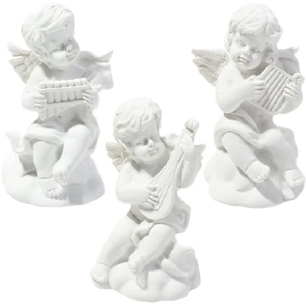 3Pcs Angel Statues Small Resin Cherub Sculpture Home Decoration Garden Ornaments Angel Wings Decor for Shelves