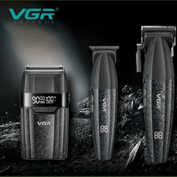 VGR maquina de cortar el pelo maquina de cortar cabello Cortadora de pelo Profesional Máquina de corte de pelo 9000 RPM Barbería Afeitadora Inalámbrica Cortadora de pelo LED Recortadora para hombre V-640 S3