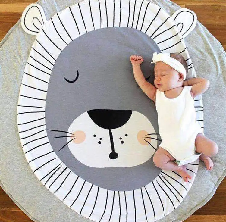 INS Nordic Kids Play Mat Cotton Baby Crawling Blanket Children Round Animals Cushion Sofa Pad Carpet Infant Crawl Pad Blanket