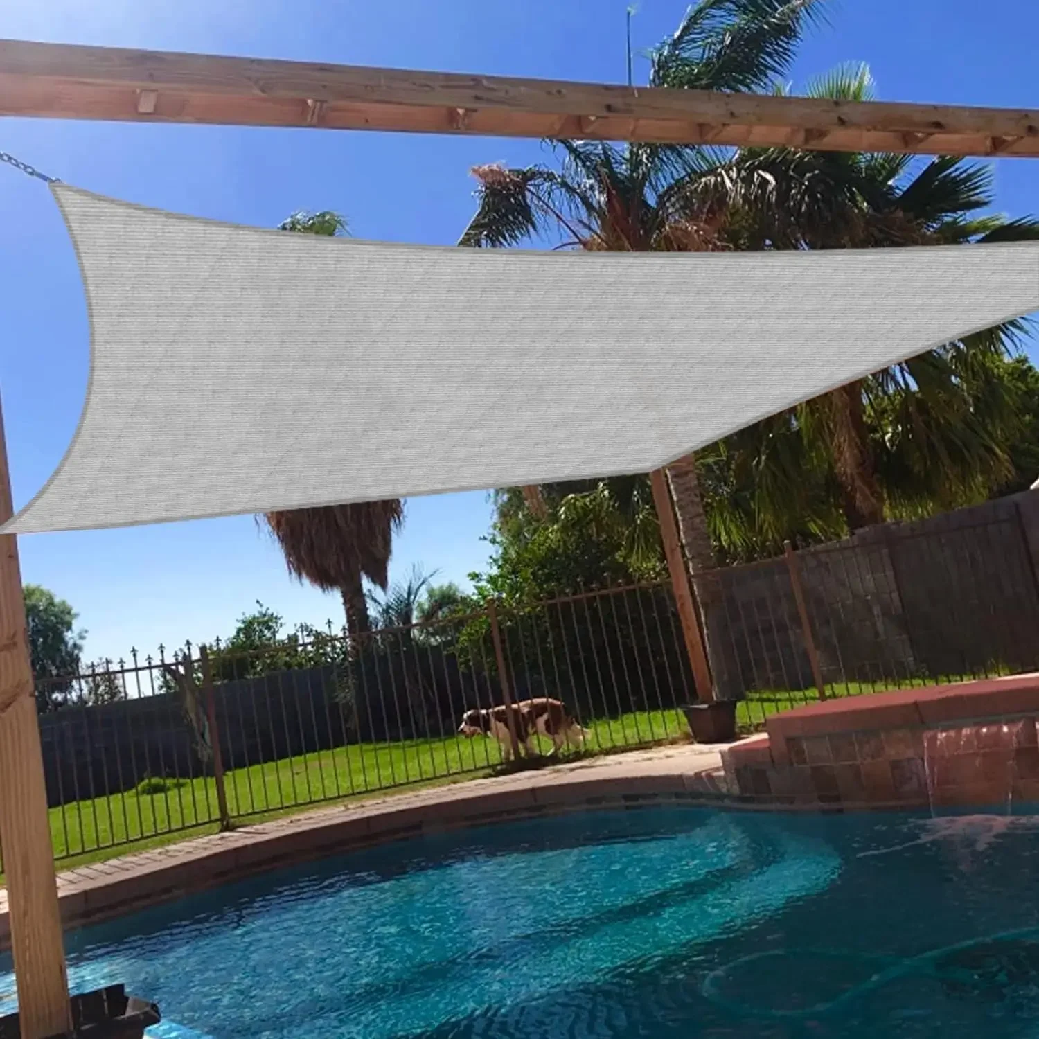 14' x 24' Sun Shade Sail Rectangle Outdoor Canopy Cover UV Block for Backyard Porch Pergola Deck Garden Patio (Gray)
