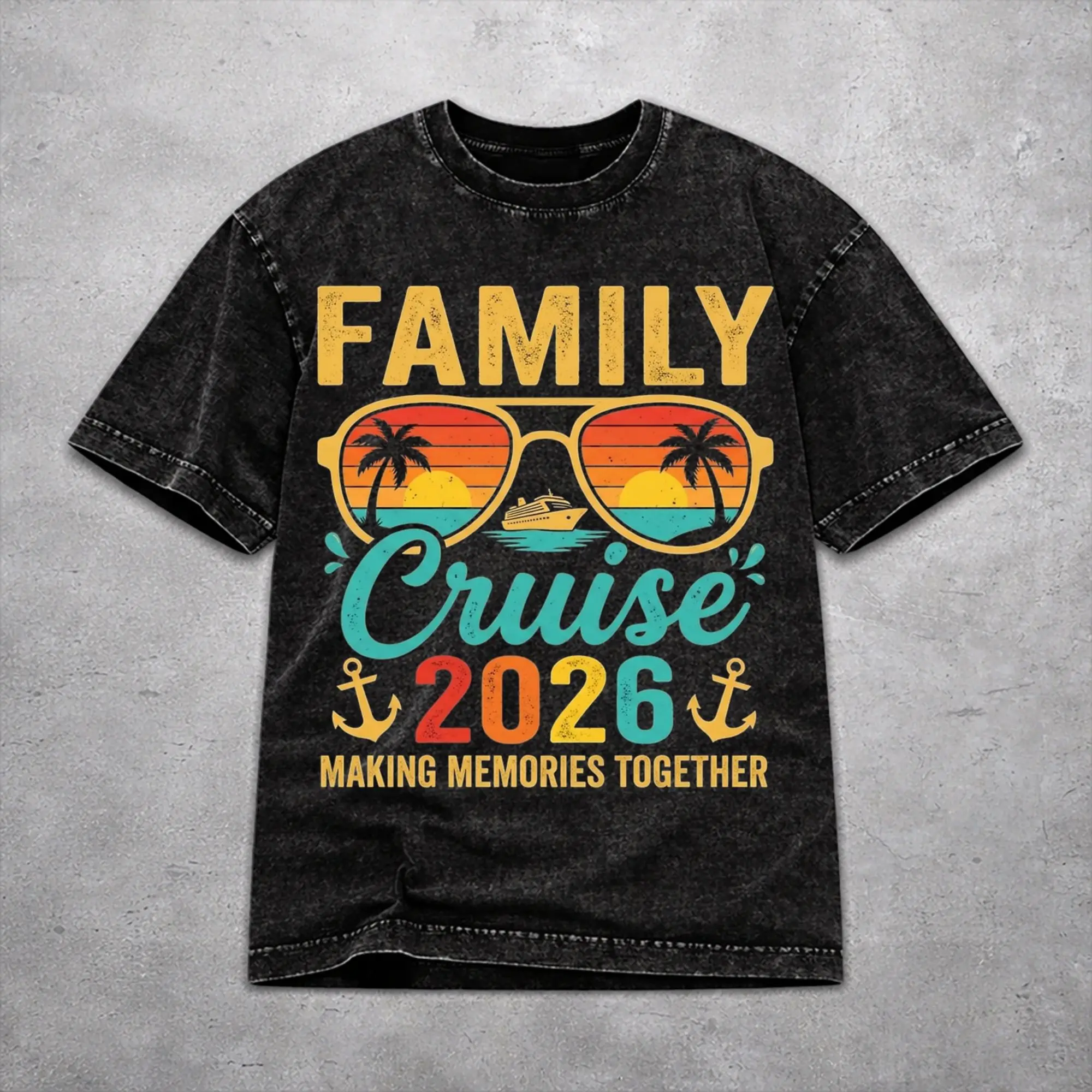 Men Women Family Cruise 2026  T Shirt Printed Cotton Washed Making Memories Together Harajuku Streetwear Outfit Tees
