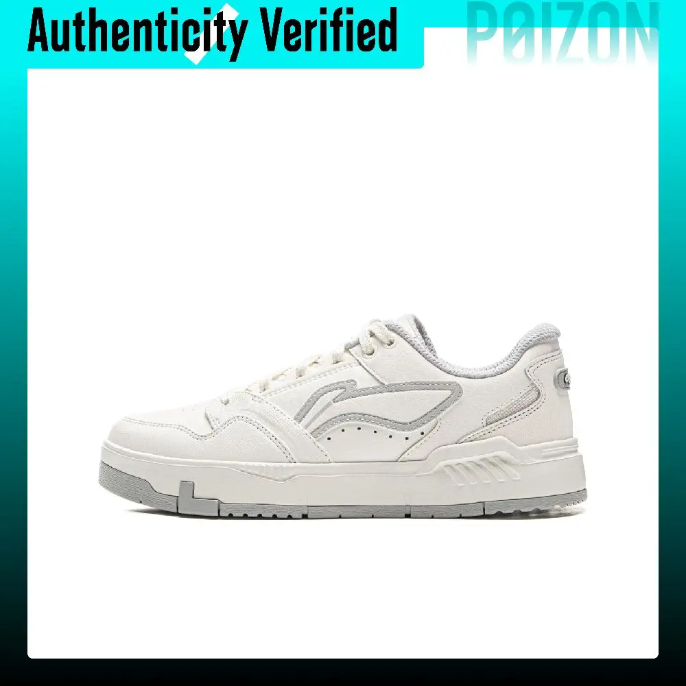 Li Ning Common 80s Slip Resistant, Abrasion Resistant, Lightweight Low top Casual Shoes Women's White Gray AGCV270-1