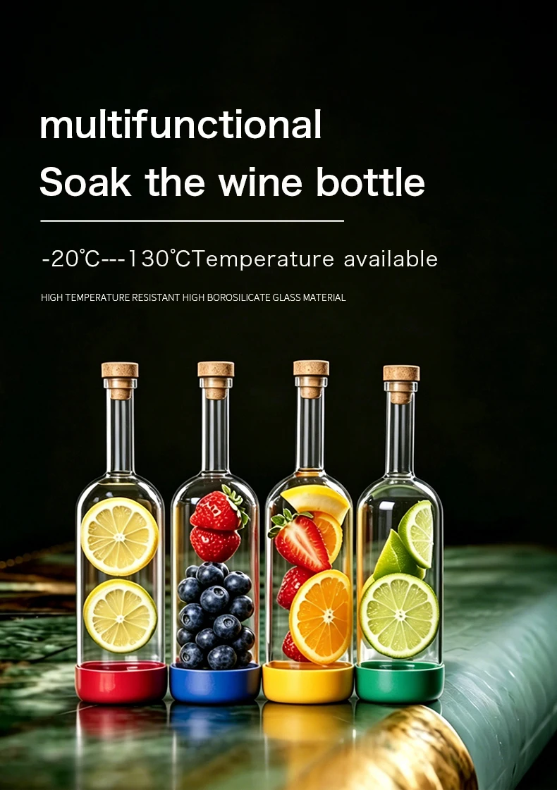 2PCS 800ml Inmeet Creative Bubble Wine Bottle Bar Juice Cocktail Oil Bottle with Scale Bartender Supplies
