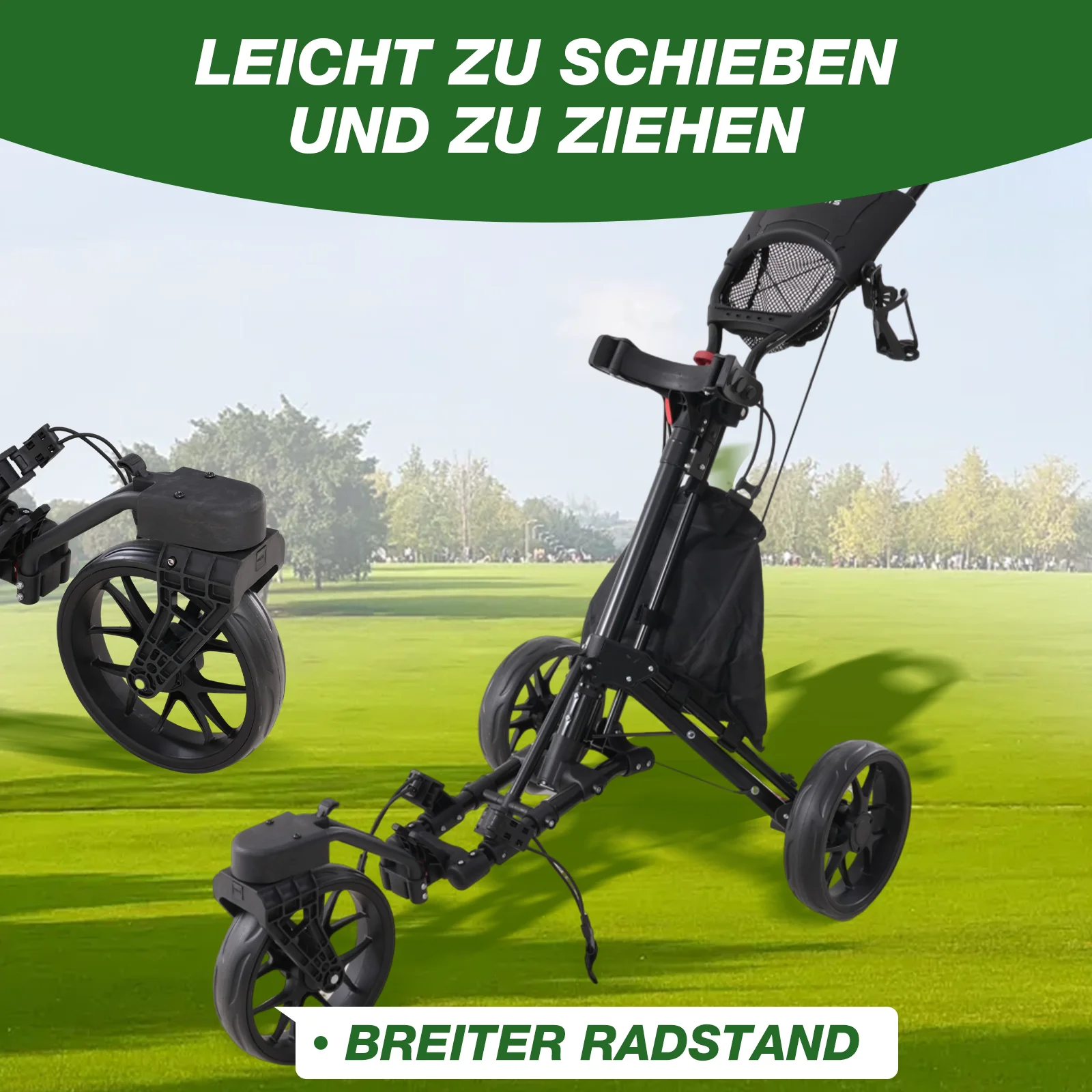 CITYSPORTS PRO faltbarer Golf-Schiebewagen, tragbarer Golf-Schiebewagen, leicht zu tragen, einfache Aufbewahrung und tragbares Design – Detail 4