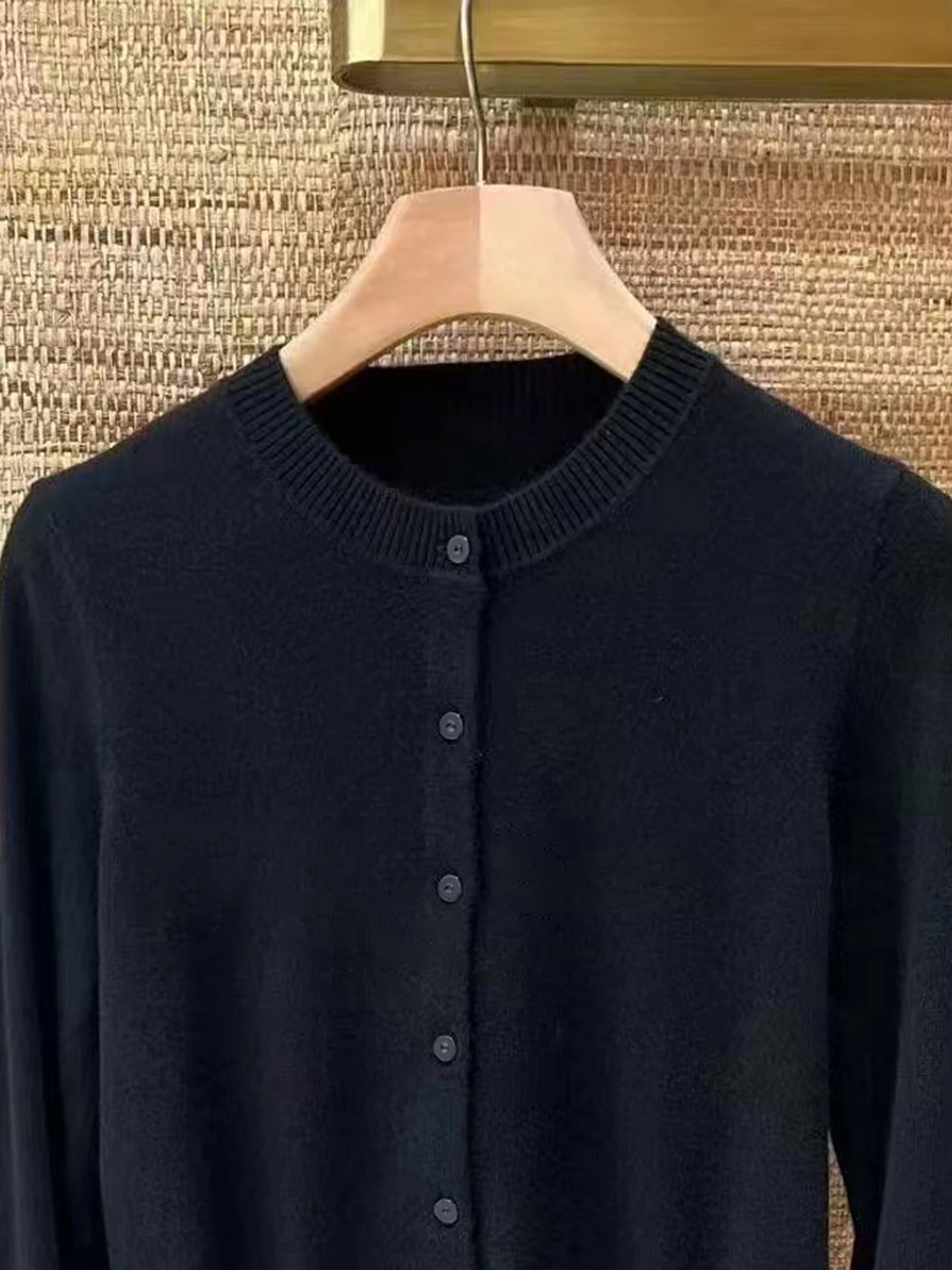 S Home Nan You Cardigan aperto con finiture in pizzo lavorato a maglia casual da donna di fascia alta Top versatile da indossare ogni giorno Comodo medio morbido