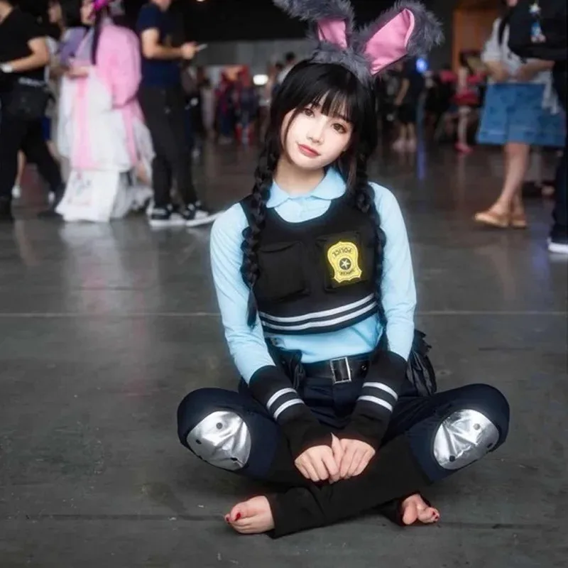 ☆ ☆ A 2025 Джуди Хопс Косплей Костюм Женский Мультфильм Зоопарк Зайчик Ролевая Игра Взрослый Мужской Хэллоуин Одежда для Детей Кролик По Новый s5g7epp ❤