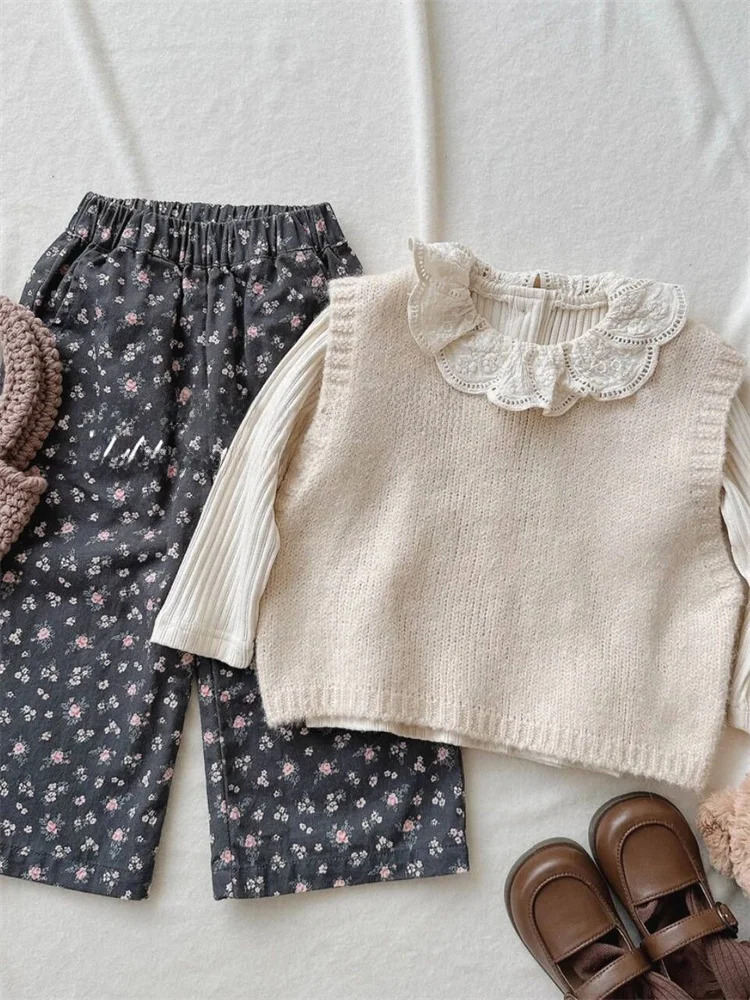 

Faionable Knitted Tee-Piece Set for Girls Spring Autumn 2024 New Sle Casual Leisure Outfit Korean Sle Silk Top