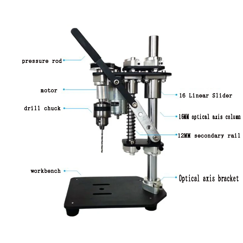 220V Precision DIY Variable Speed Electric Drill 775 Motor with 0.6-6MMB10 Chuck Micro Bench Drill Desktop Mini Portable Bracket