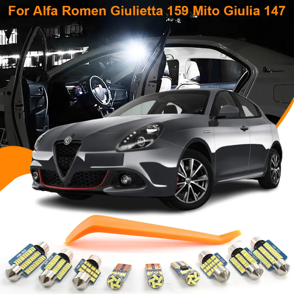 

Car LED Interior Light Kit Canbus For Alfa Romen Giulietta 159 156 Mito Giulia 147 CT Accessories Dome Reading Lights Trunk Lamp