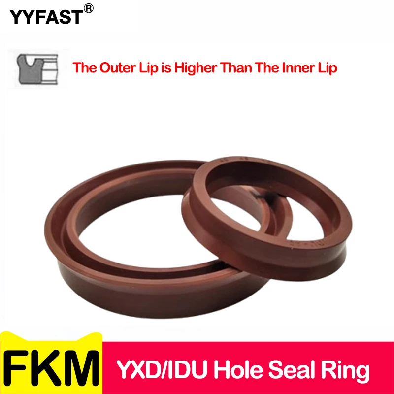 Fluorine Rubber YXD/IDU Shaft Seal Ring, Pneumatic, Piston seal, Hydraulic, Outer Diameter 12-400mm, Used to Seal Piston