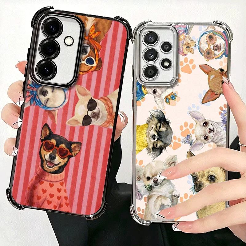 Chihuahua Puppy Teacup Dog Plating Phone Case For Samsung A17 A57 A27 A37 A16 A56 A26 A36 A15 A55 A25 A35 A14 A54 A24 A34 A13 A5