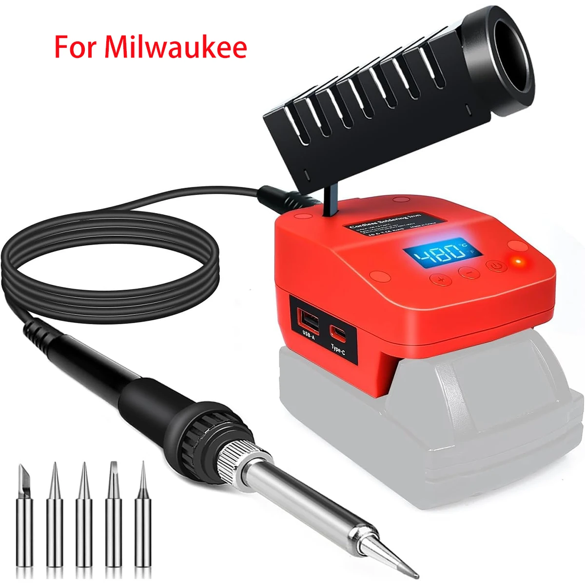 

Cordless Soldering Iron Station Tool for Milwaukee M18 Battery,Portable Electric Fast Heating Up Soldering Iron with USB&Type C