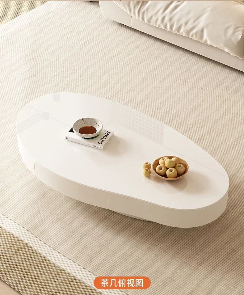 

A44 Stone Plate Coffee Table Living Room Home Small Apartment Cloud Cream Style Small Coffee Table Oval