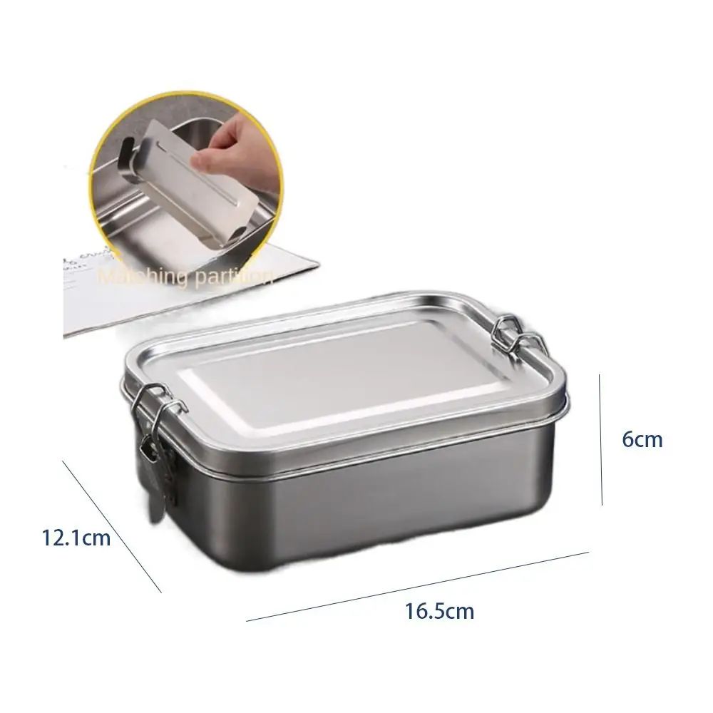 Stainless Steel Square Lunch Box Sealed Insulation Bento Box Student Lunch Box Canteen Large Capacity Compartment Lunch Box