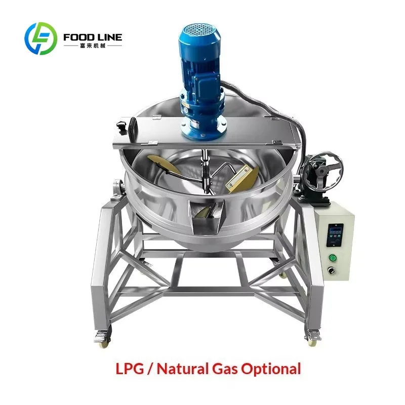 Customized Fully Auto Commercial Hot Pot Sauce Stir-Frying Machine Bean Paste Mixer Electric Heating Gas-Cooled Planetary Wok