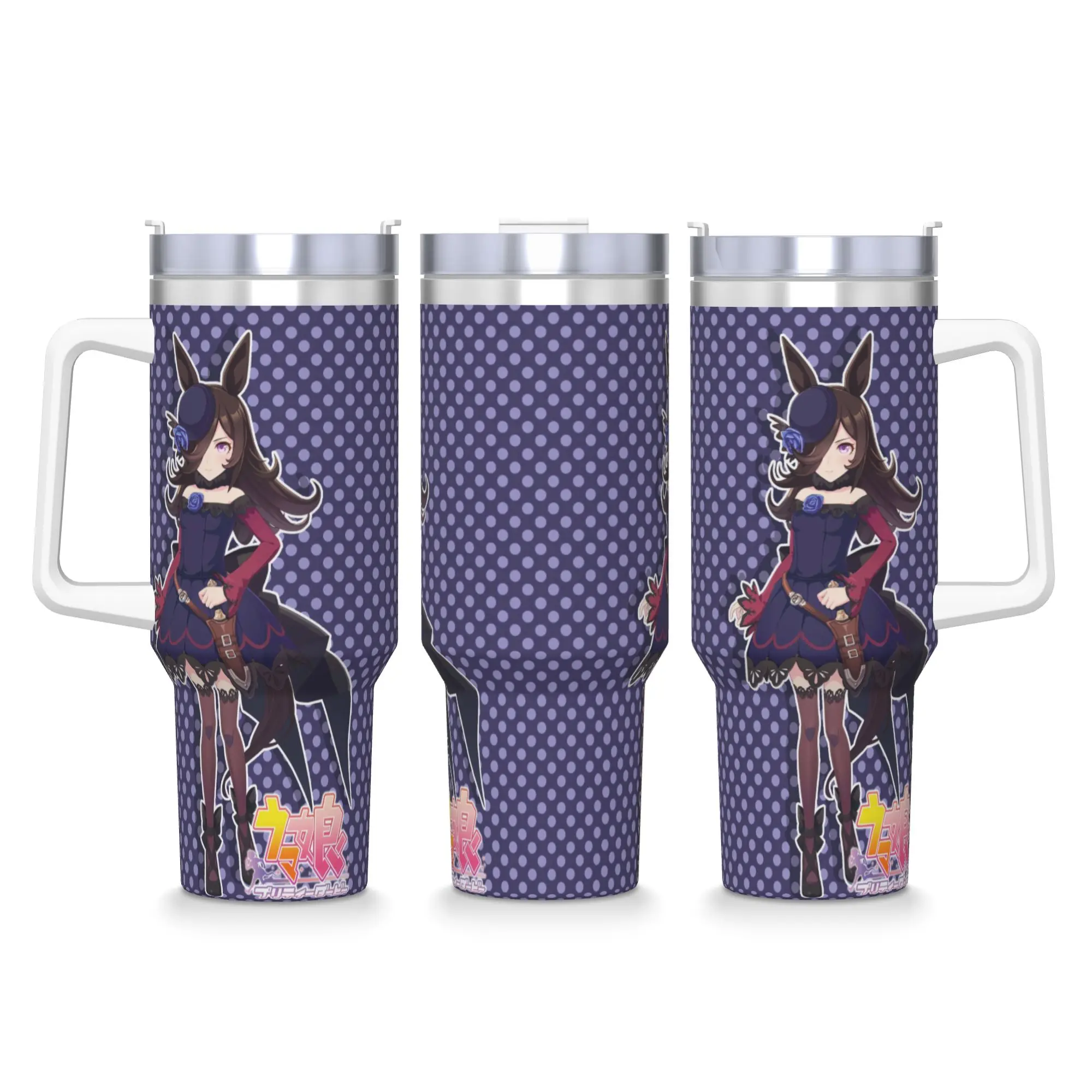 

Stainless Steel Tumbler Rice Shower UmaMusume Pretty Derby Thermal Mug Leakproof Cold Drink Car Mugs Beach Graphic Water Bottle