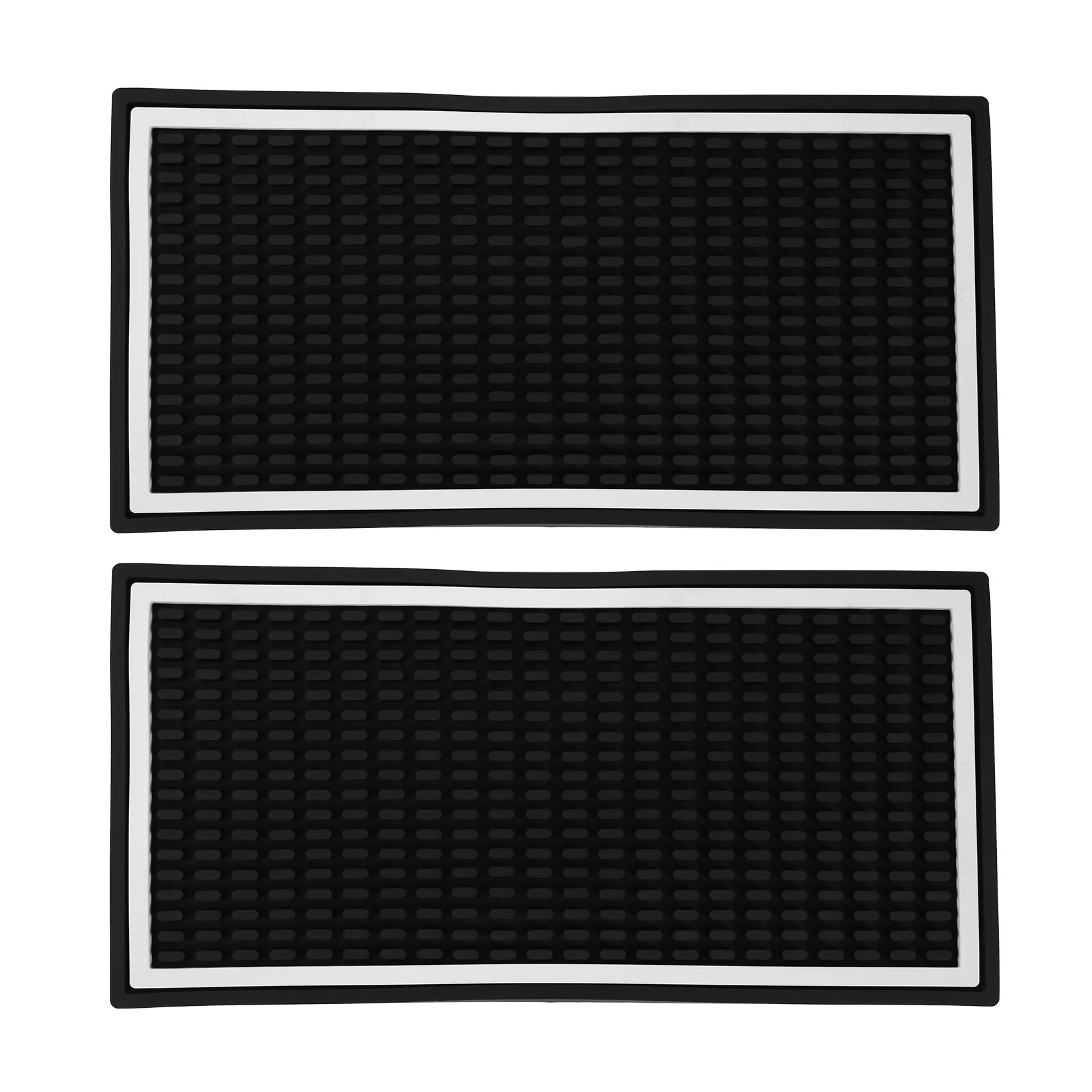 

2 Pack Bar Mat, 12X6X0.4 Inch Thicken Rubber Bar Service Mat, Heavy Duty Anti- Countertop Drink Spill Mats