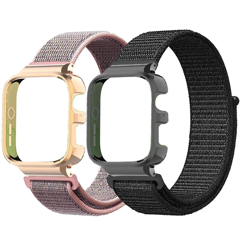 Nylonowa pętla do zegarka Huawei Watch Fit 3, ochraniacz na pasek do zegarka Huawei Watch Fit 3, nylonowe bransoletki + metalowa osłona ochronna