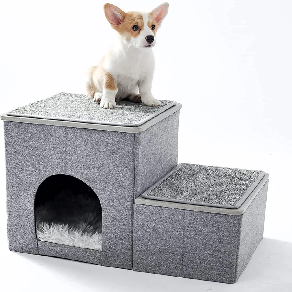 

Lightweight Stable Folding Pet Steps Dog Stairs High Beds and Couch Stairs for Small Dogs and Cats and High Bed Climb