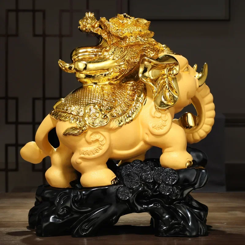 Chinese Resin Elephant Decorations Crafts Living Room Porch Countertop Ornaments Desktop Feng Shui Decor Housewarming Gifts