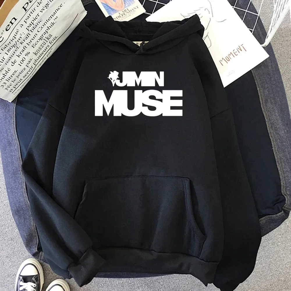 سترة بغطاء للرأس من Jimin Muse Fashion Harajuku ملابس الشارع الجمالية غير رسمية للجنسين بلوفرات كلاسيكية