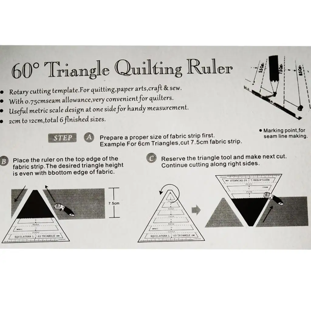 キルティング用正三角形定規、60度、ペーパーアートクラフト