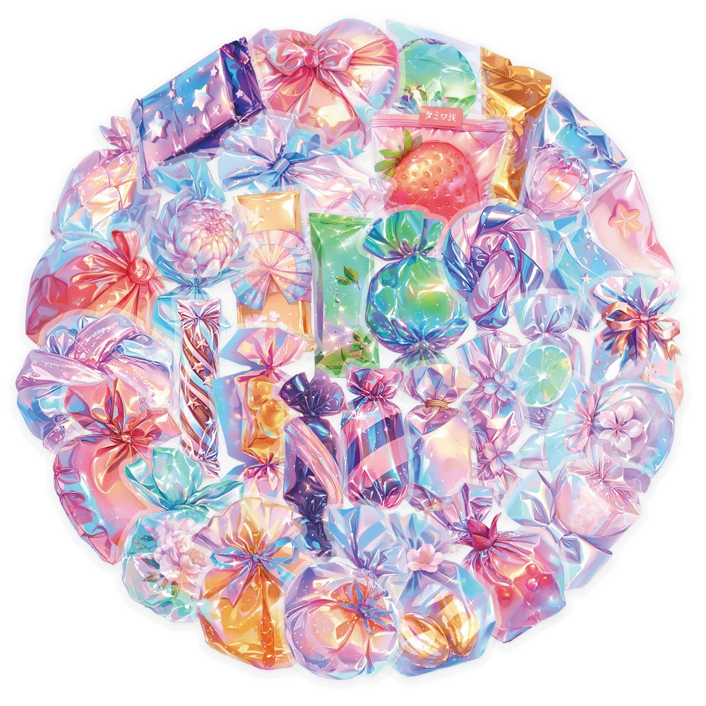 10/30/50pcs Kawaii Candy Graffiti Stickers Colorful Aesthetic PRT Decals DIY Luggage Scrapbook Journal Crystal Texture Sticker