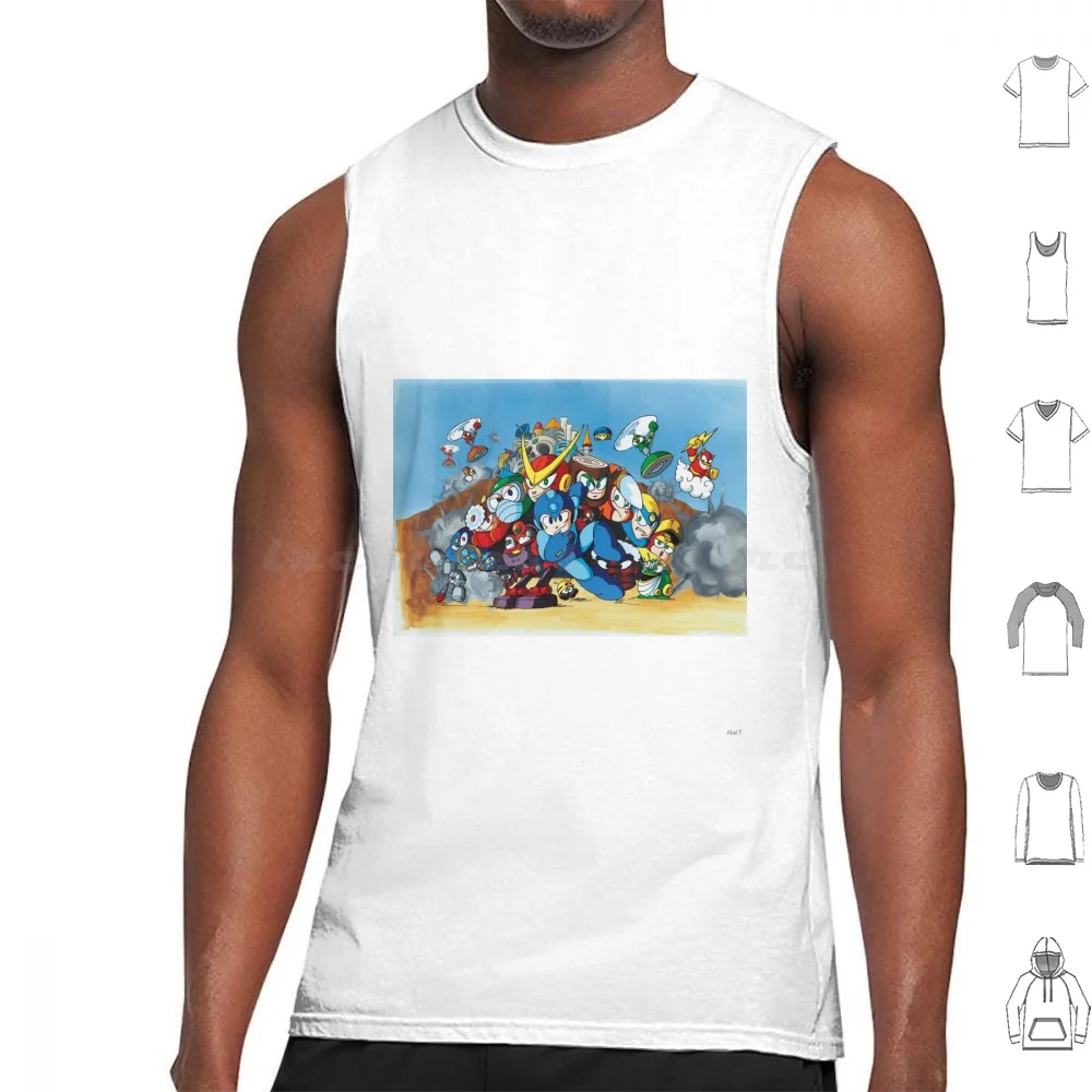 Classic Megaman 2 Tank Tops Vest Sleeveless Megaman 2 Stage Select Megaman 2 Rockman 2 Rockman Megaman Mega Man