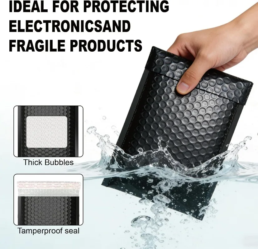 50/10pcs Black White Bubble Envelopes Bag Self-Seal Packaging Bags Waterproof Mailers Shipping Envelope Pouch Storage Organizer