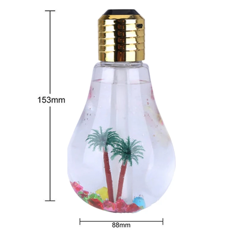 Air Humidifier Bulb Lamp Shade Decorative Lights Diffuser Purifier Atomizer With Colorful LED Night Light For Office