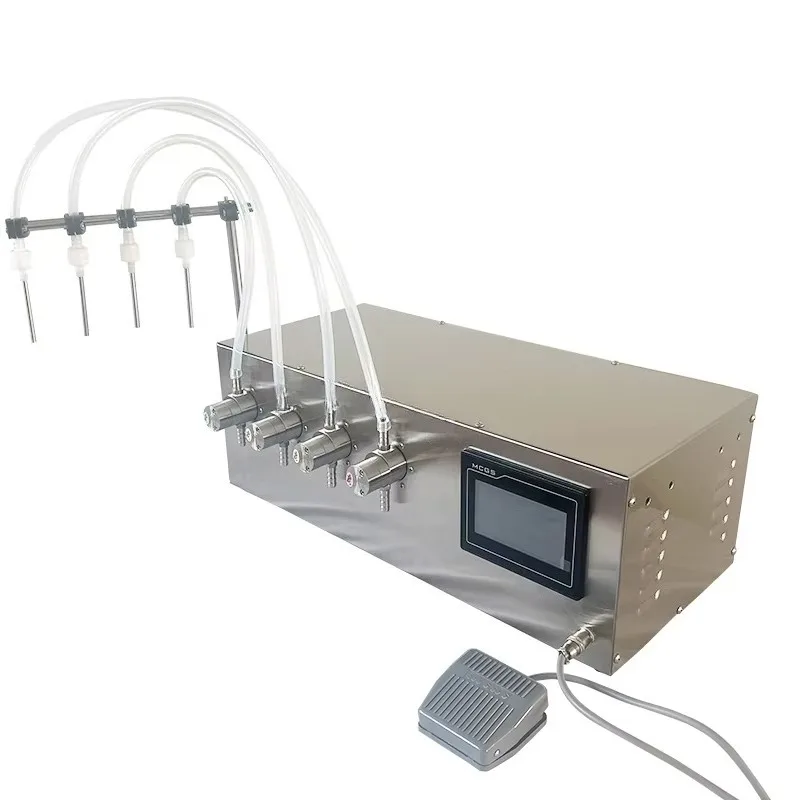 Weighing and quantitative measurement of 4 liquid filling machines