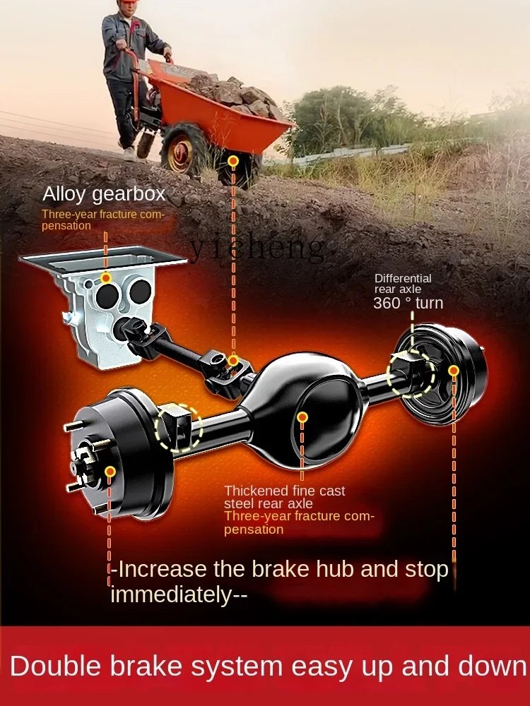 1-u10 Gray Bucket Truck Transport Pull Goods Agricultural Dump Building Trolley Climbing Mountain Road Three-Wheel Load